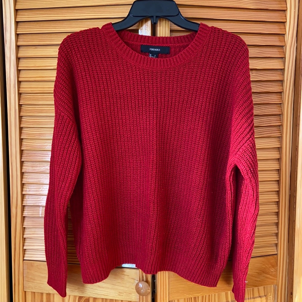 red knit sweater forever 21
